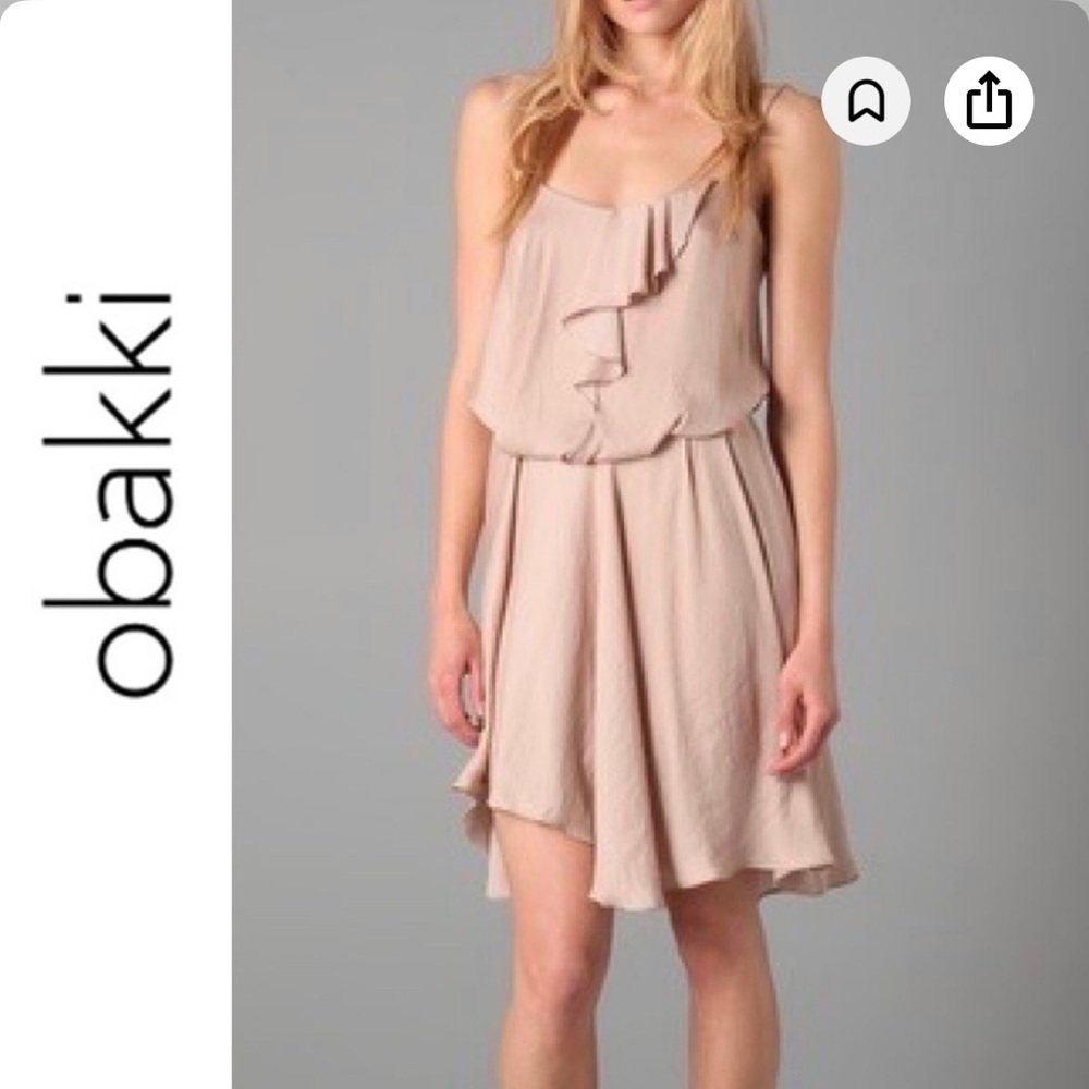NWOT Obakki Ruffle Silk Dress